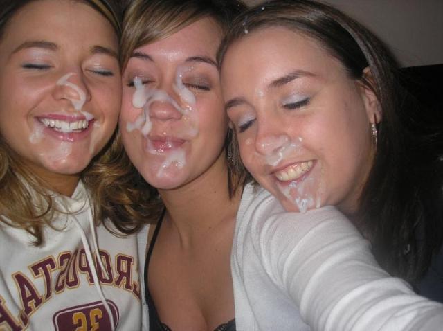 Похотливые красотки обожают фонтаны густой спермы на лицах 3 фотка