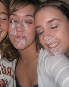 Похотливые красотки обожают фонтаны густой спермы на лицах